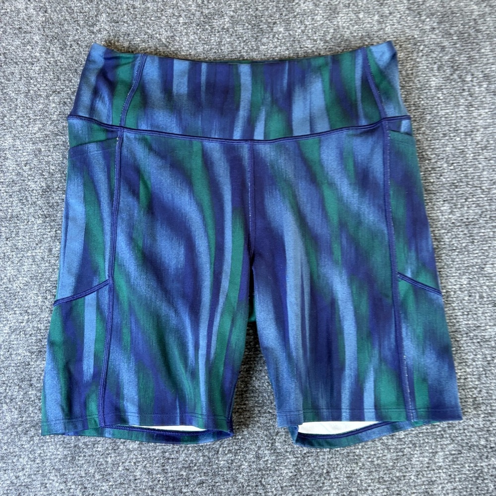 Victoria's Secret Essential Biker Shorts Womens 28x7 Blue Green Abstract Pockets
